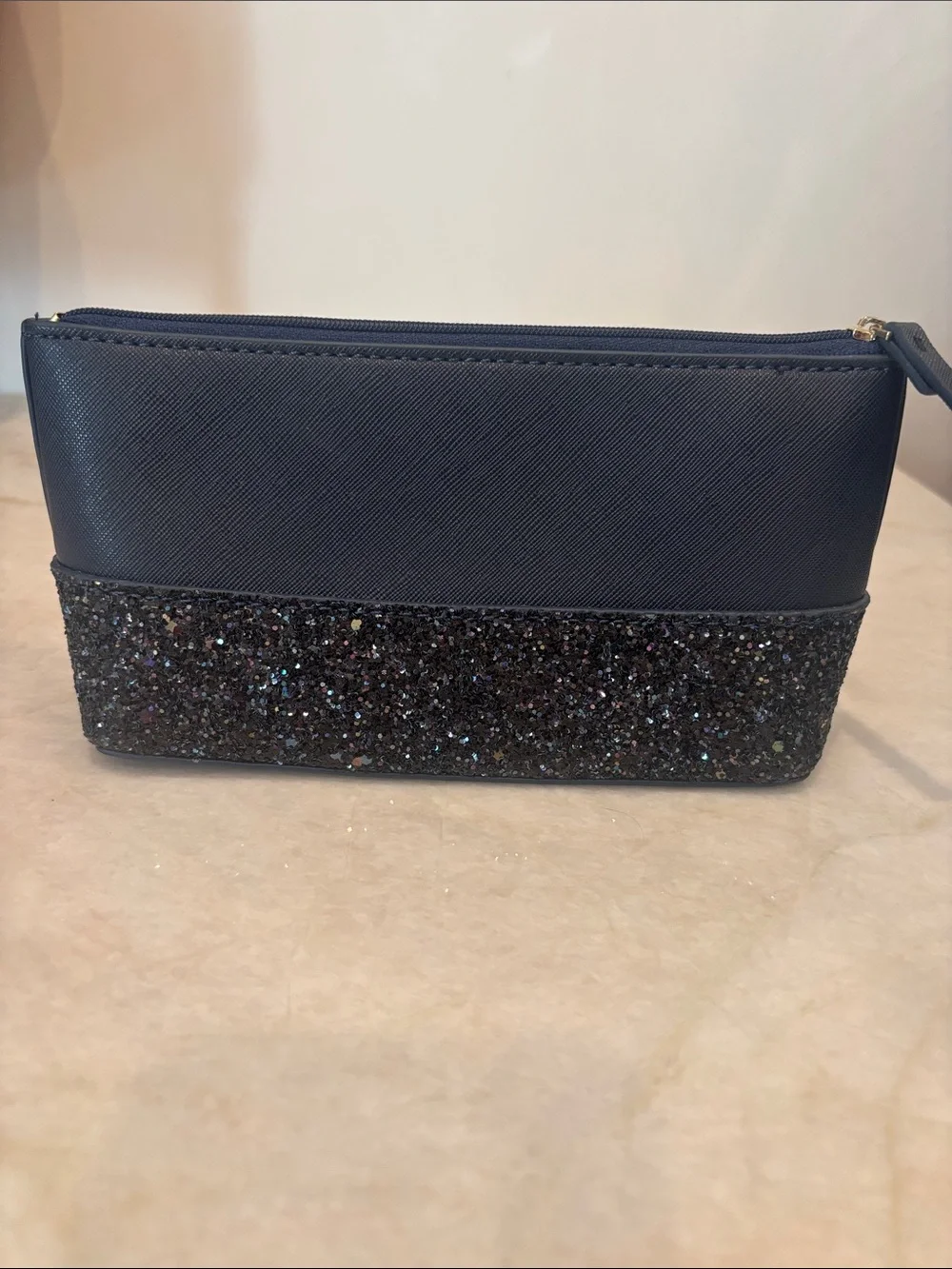 kate spade Navy Glitter Cosmetic Pouch